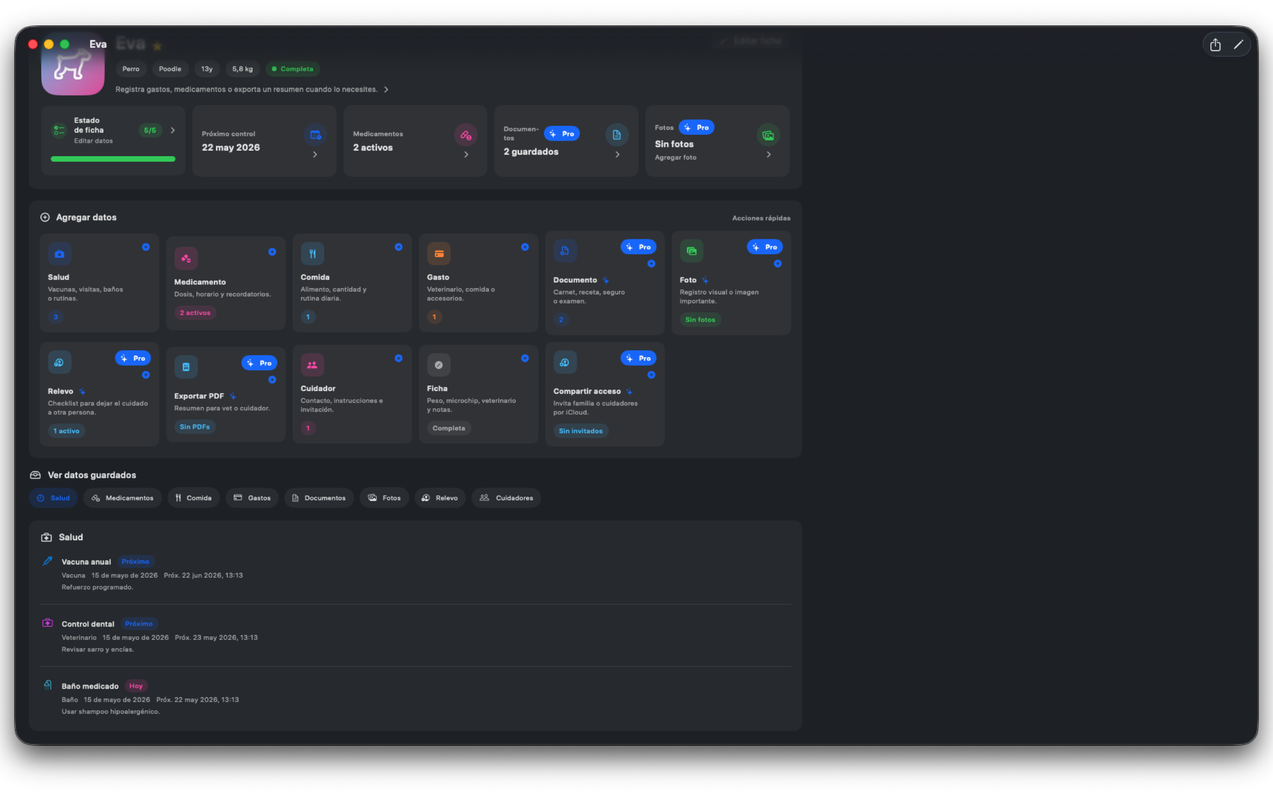 PetCareFast en macOS: salud y medicamentos